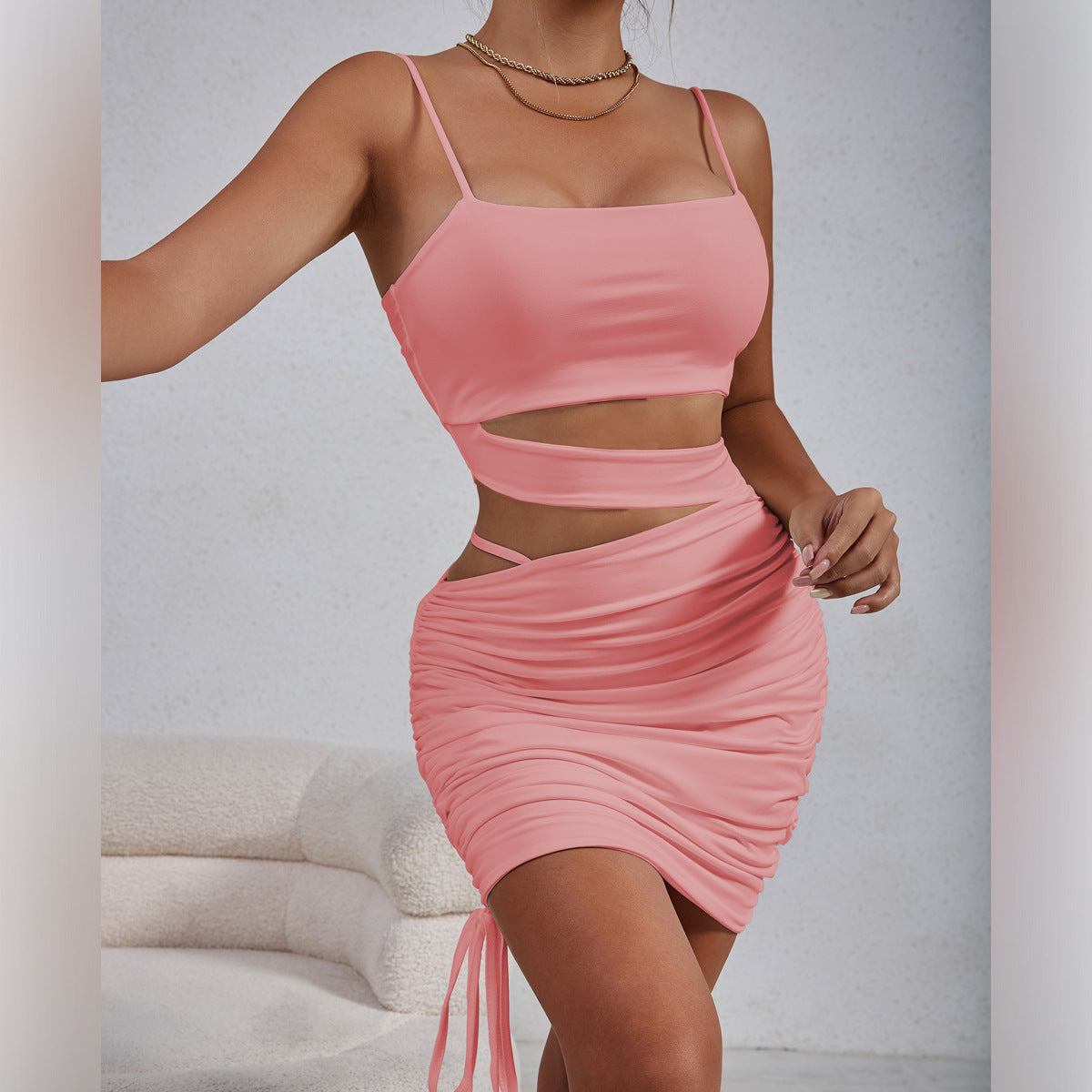 Sexy Hollow Cutout Camisole Pleated Dress