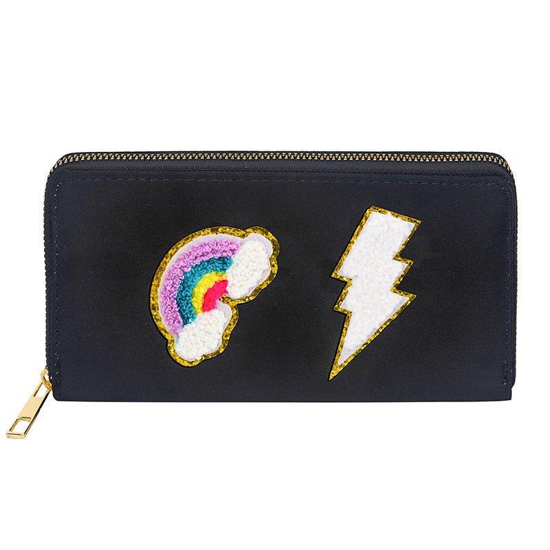 Embroidered wallet long coin purse