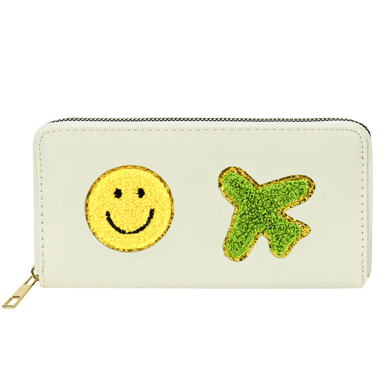 Embroidered wallet long coin purse