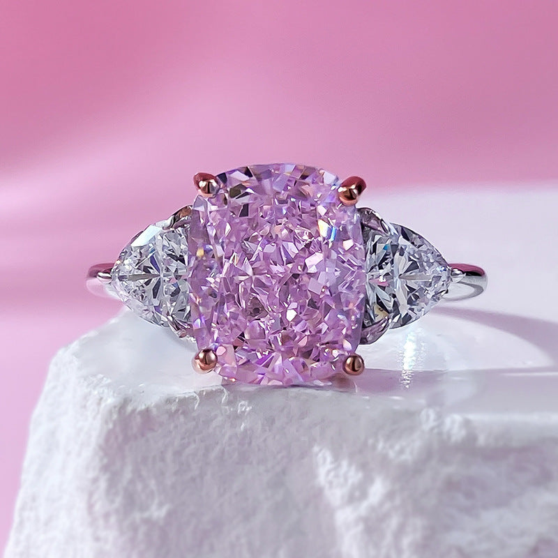 Women's Sier Imported High Carbon Rhinestone Diamond Ring