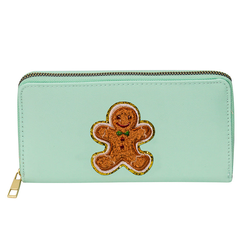 Embroidered wallet long coin purse