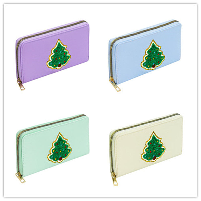 Embroidered wallet long coin purse
