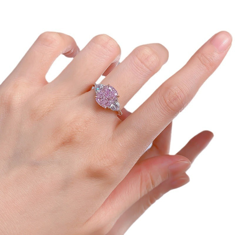 Women's Sier Imported High Carbon Rhinestone Diamond Ring