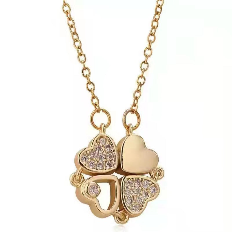 Women's Four-leaf Clover Wear More Love Deformation Design Temperament Necklace