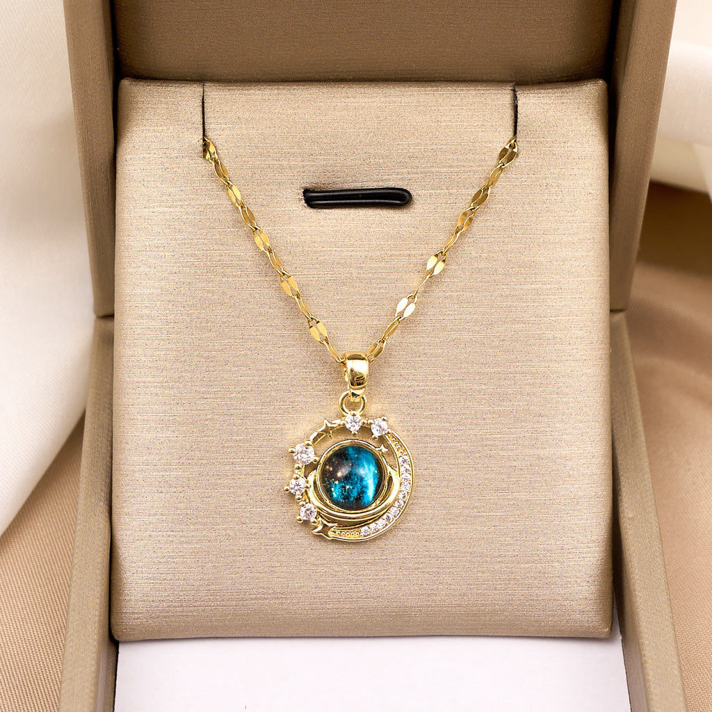 Women's Steel Star Moon Planet Light Luxury Temperament Necklace