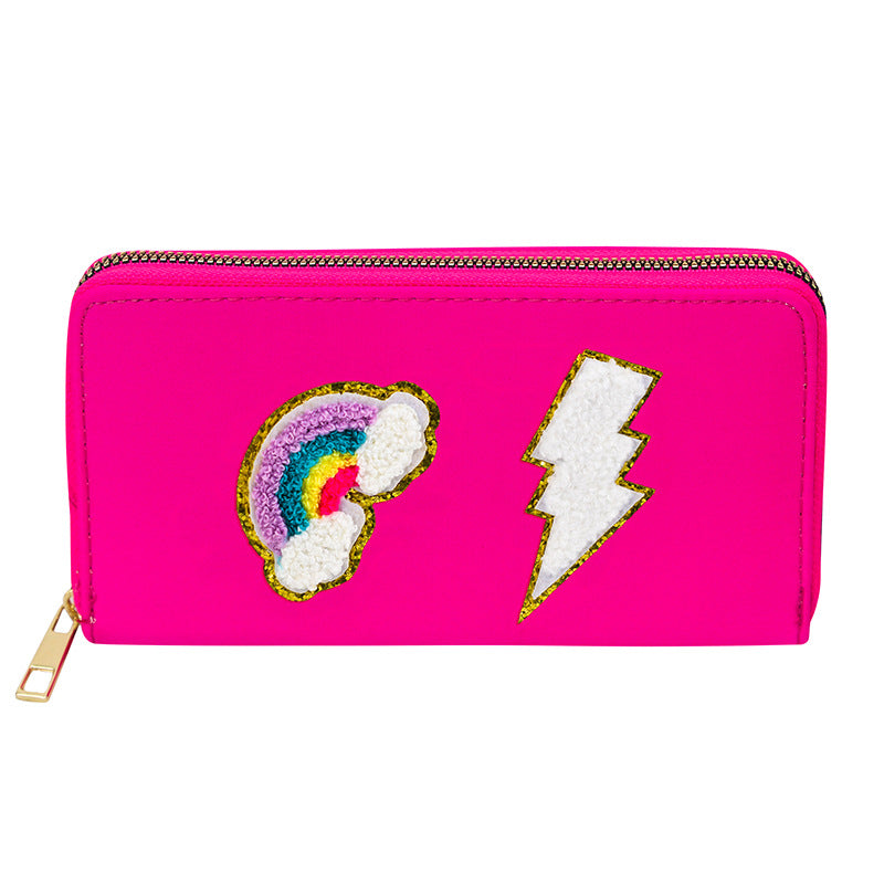Embroidered wallet long coin purse