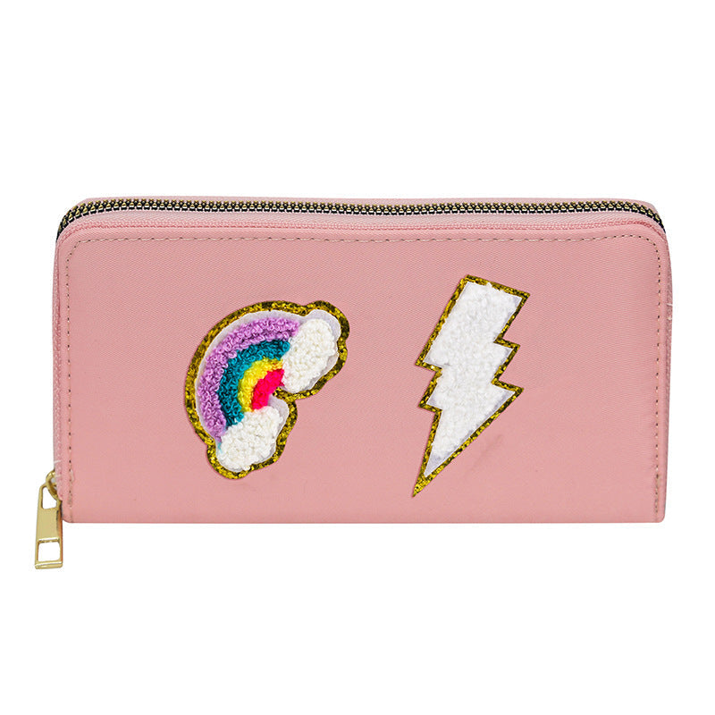 Embroidered wallet long coin purse