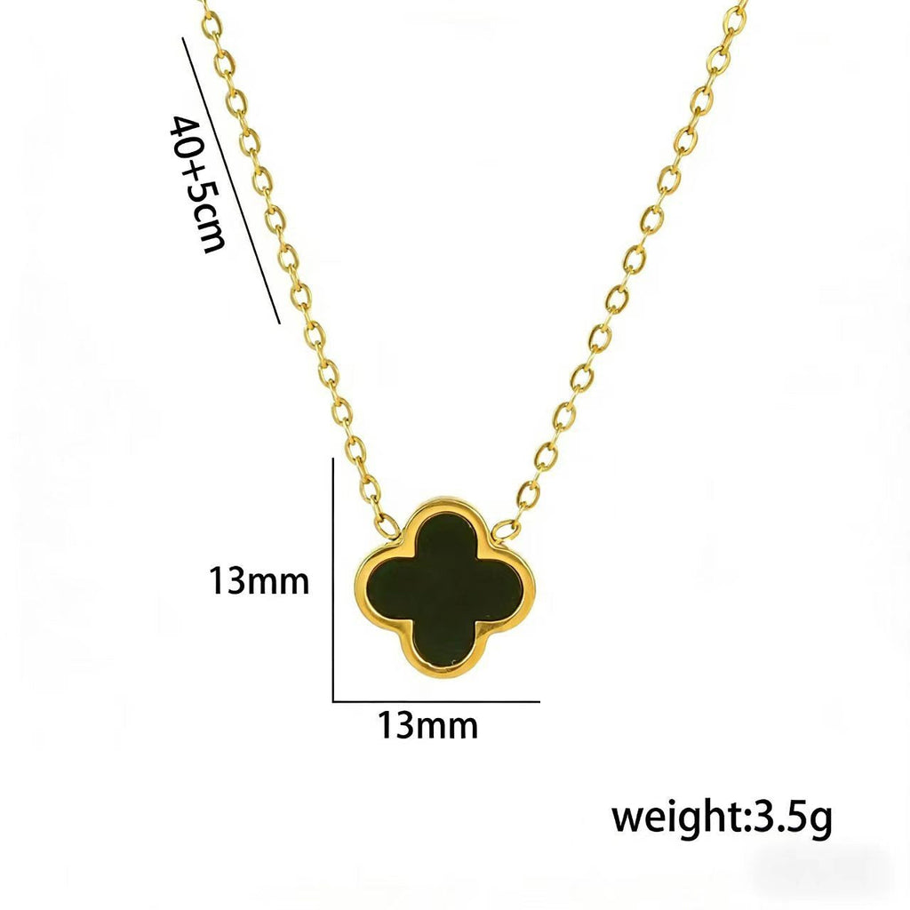 Women's Clover Titanium Steel Light Luxury Double-sided Necklace