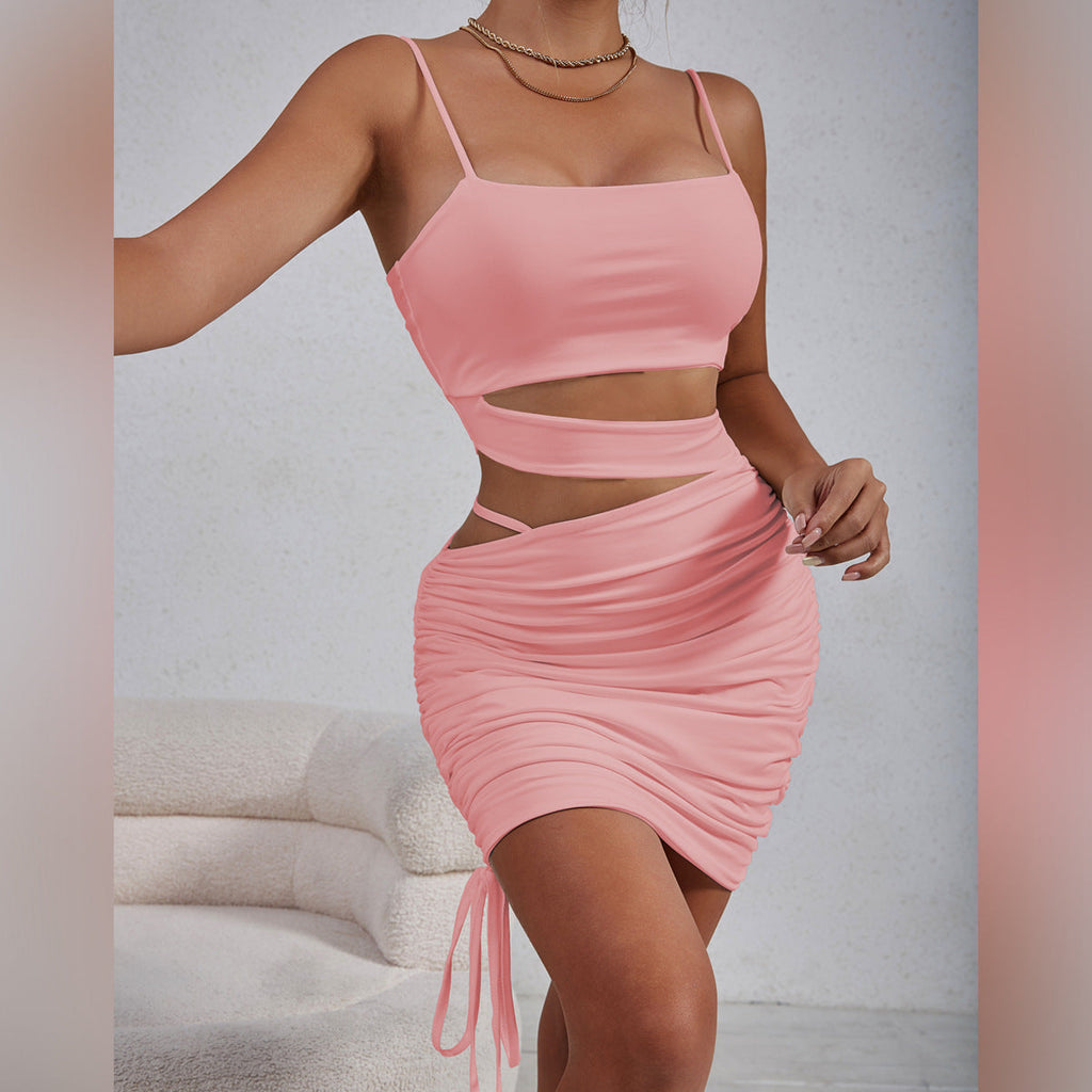 Sexy Hollow Cutout Camisole Pleated Dress