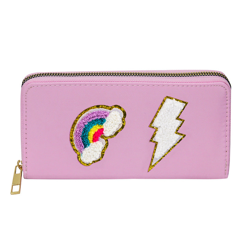 Embroidered wallet long coin purse