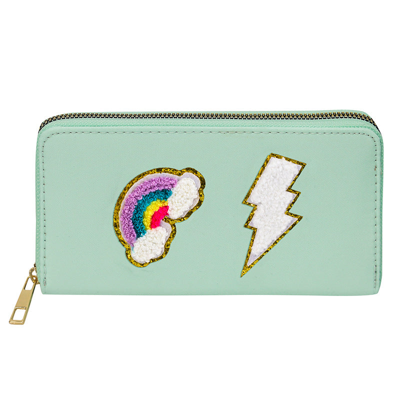 Embroidered wallet long coin purse