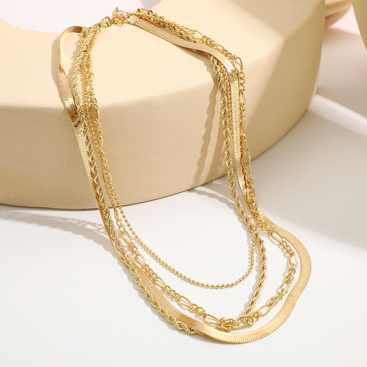 5-in-1 Layered Gold Necklace Set - Tarnish-Free 14k Gold Plated