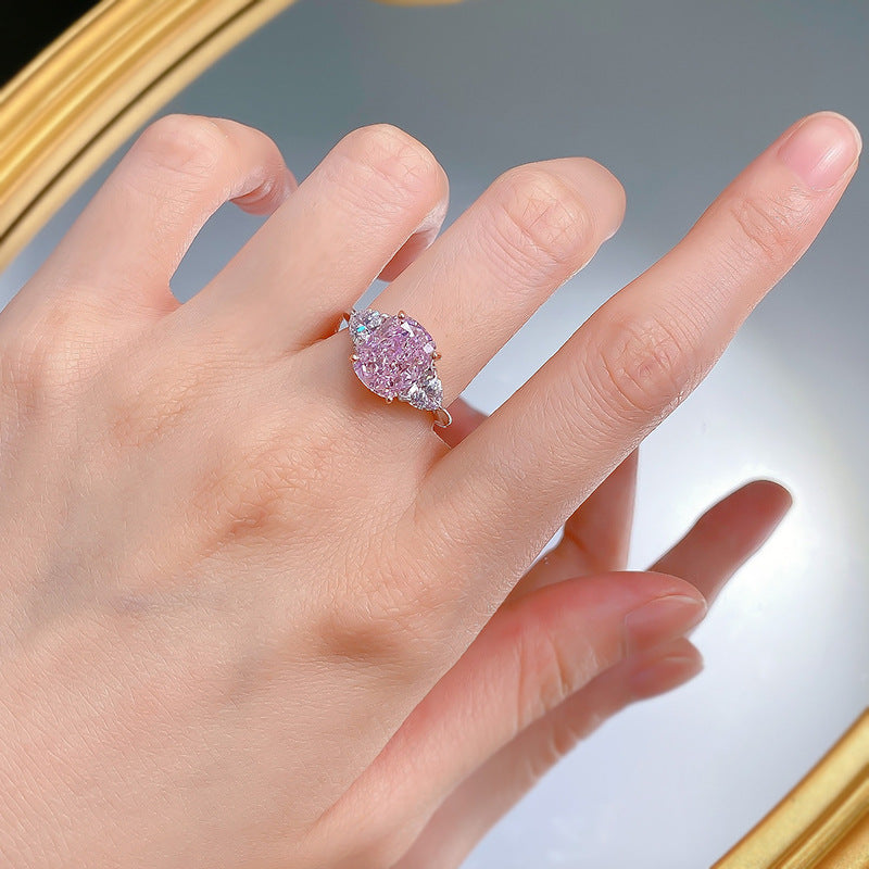 Women's Sier Imported High Carbon Rhinestone Diamond Ring