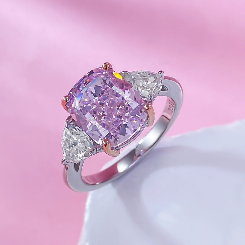 Women's Sier Imported High Carbon Rhinestone Diamond Ring