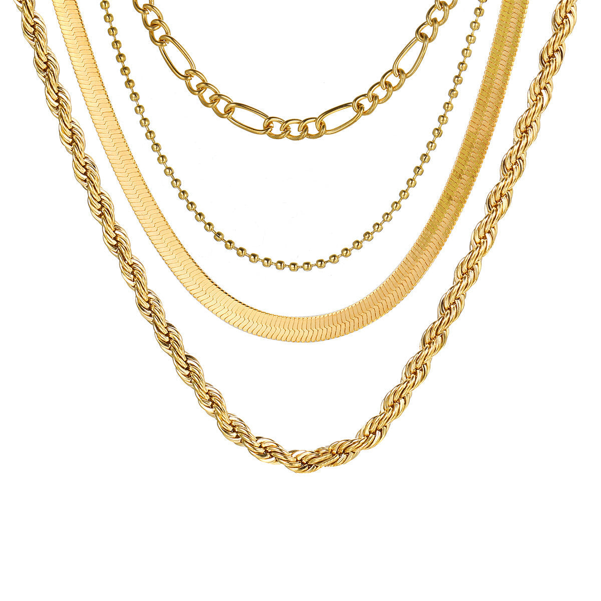 5-in-1 Layered Gold Necklace Set - Tarnish-Free 14k Gold Plated