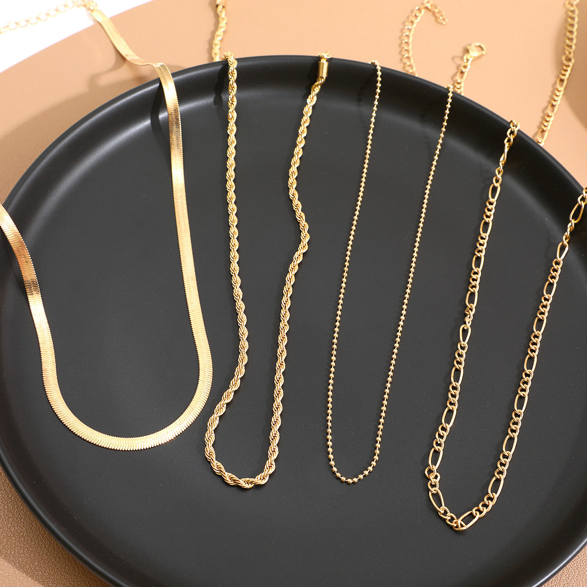 5-in-1 Layered Gold Necklace Set - Tarnish-Free 14k Gold Plated