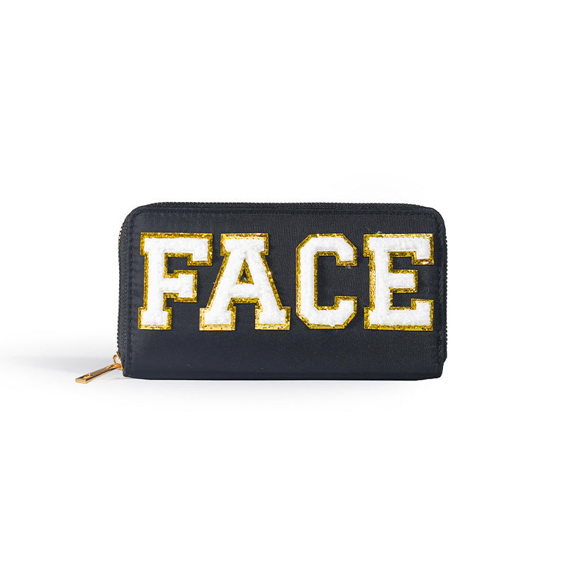 Embroidered wallet long coin purse