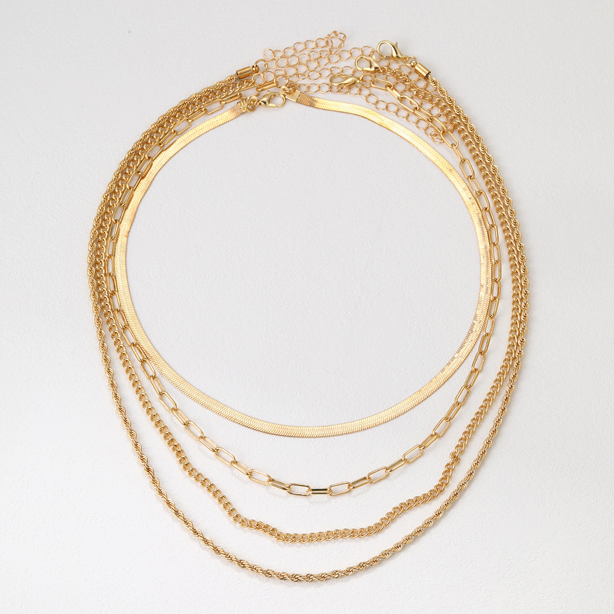 5-in-1 Layered Gold Necklace Set - Tarnish-Free 14k Gold Plated