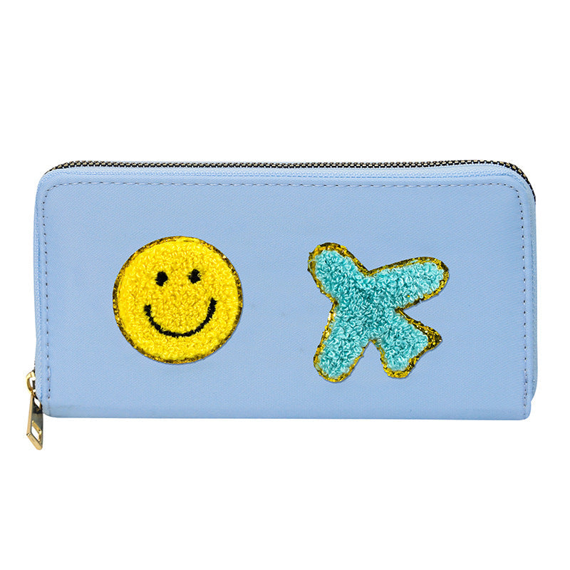 Embroidered wallet long coin purse