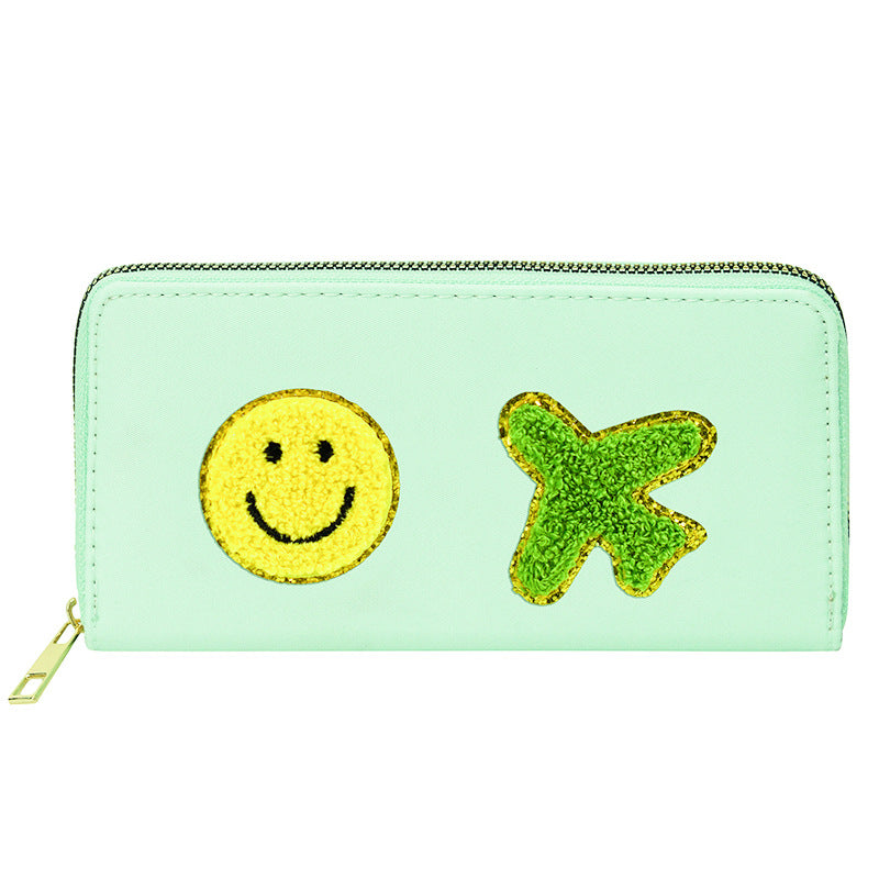 Embroidered wallet long coin purse