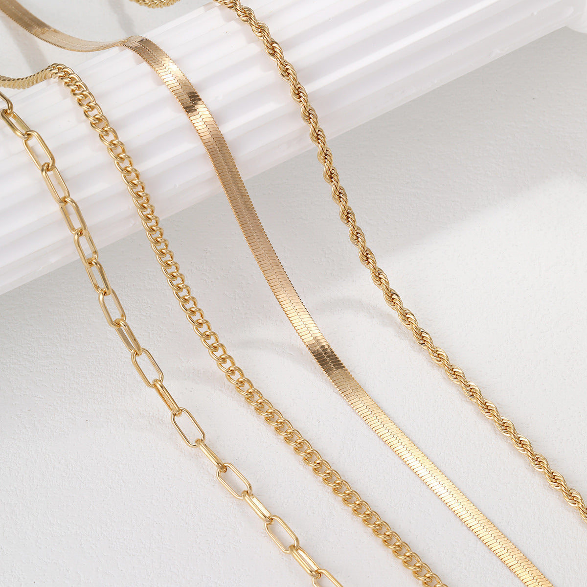 5-in-1 Layered Gold Necklace Set - Tarnish-Free 14k Gold Plated