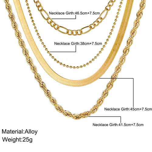 5-in-1 Layered Gold Necklace Set - Tarnish-Free 14k Gold Plated