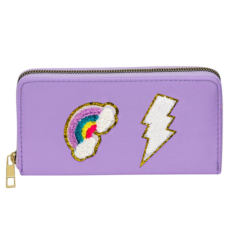Embroidered wallet long coin purse