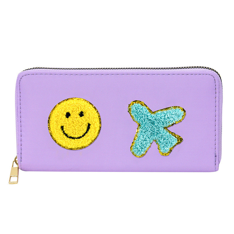 Embroidered wallet long coin purse