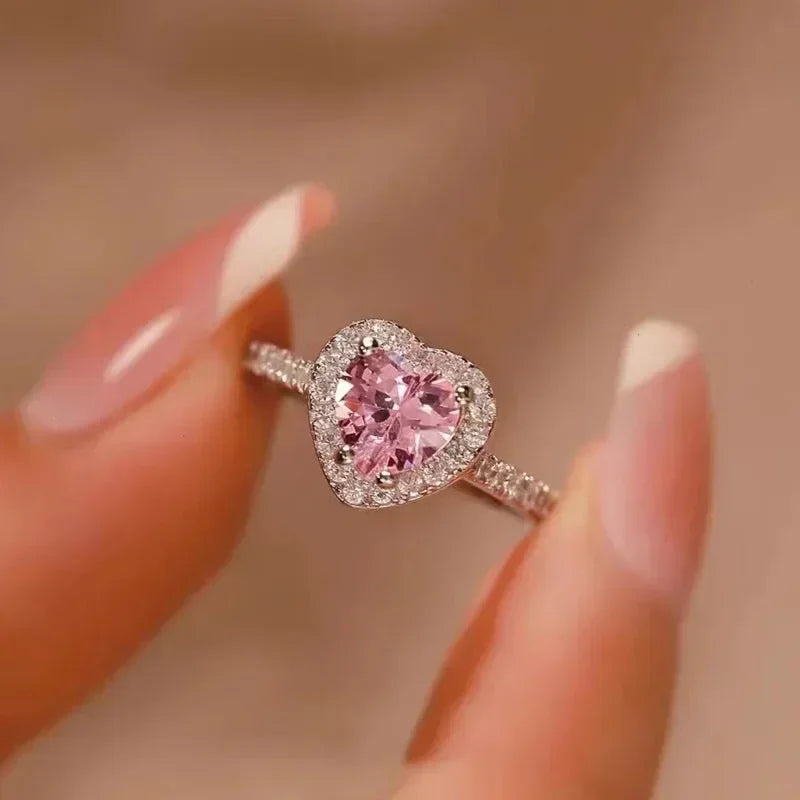 New European and American Peach Heart Ring
