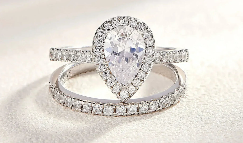 2 Piece Tear Drop Shape Ring .925