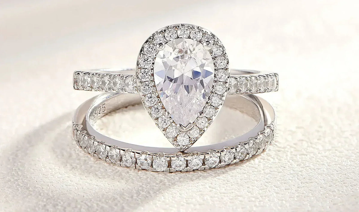 2 Piece Tear Drop Shape Ring .925