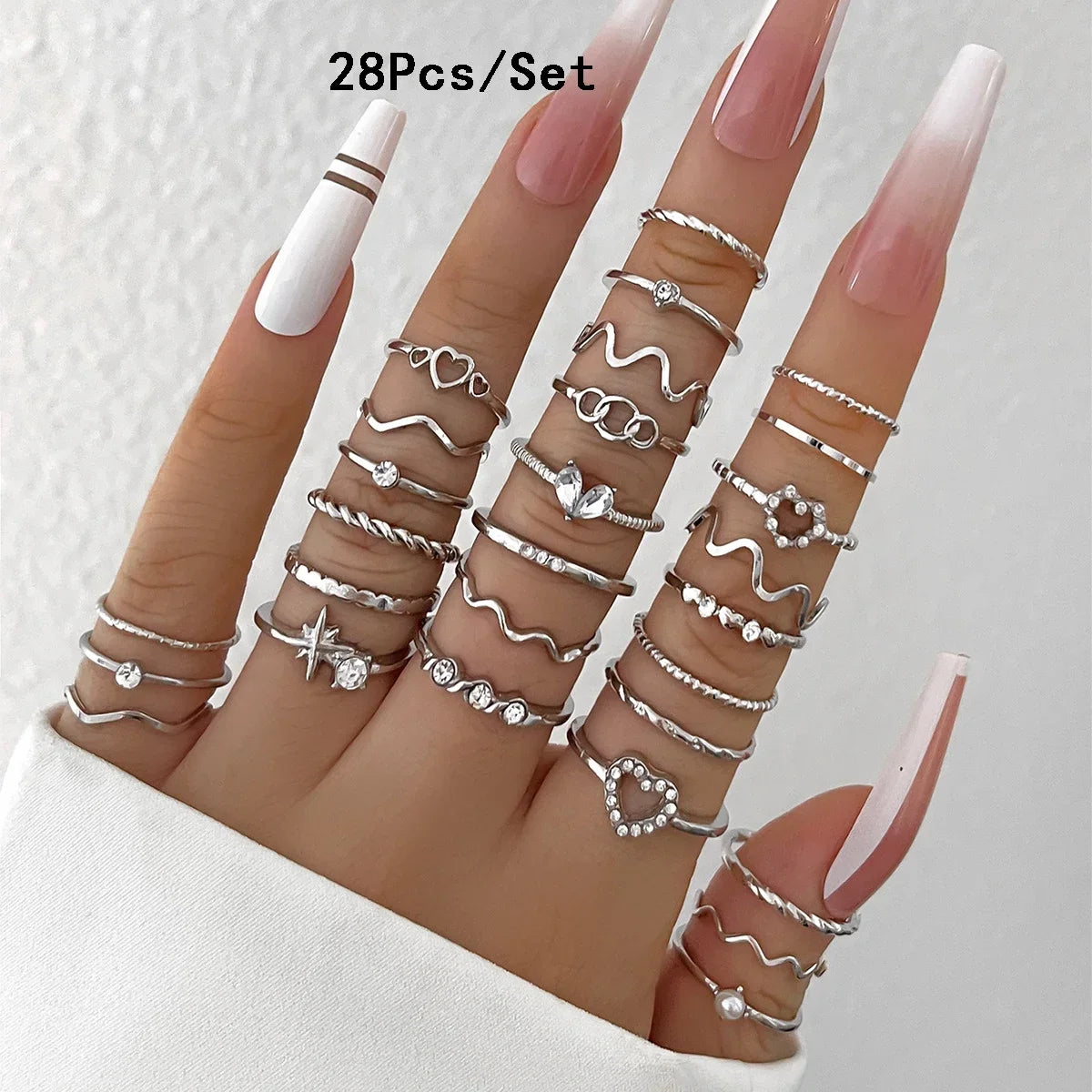 30Pcs Bohemian Geometric Knuckle Rings Set