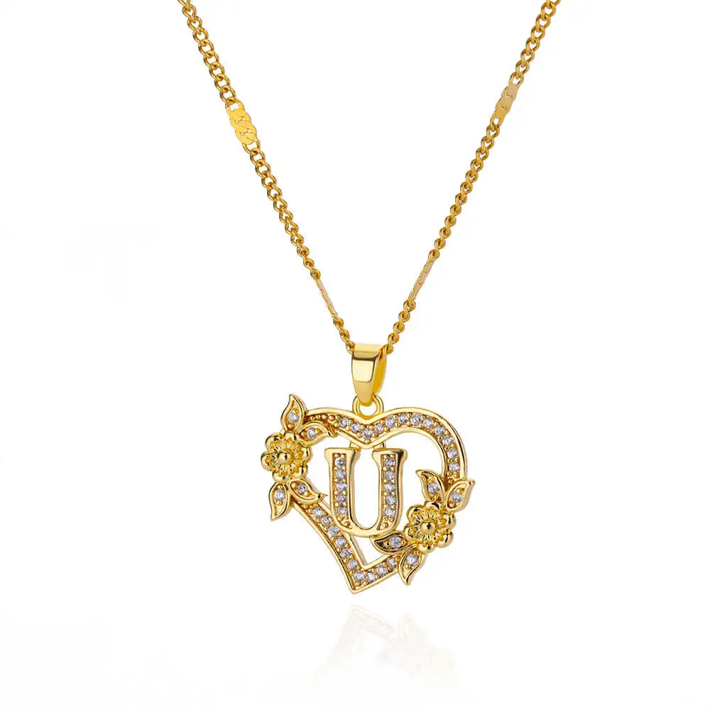 Flower Heart Stainless Steel Necklace