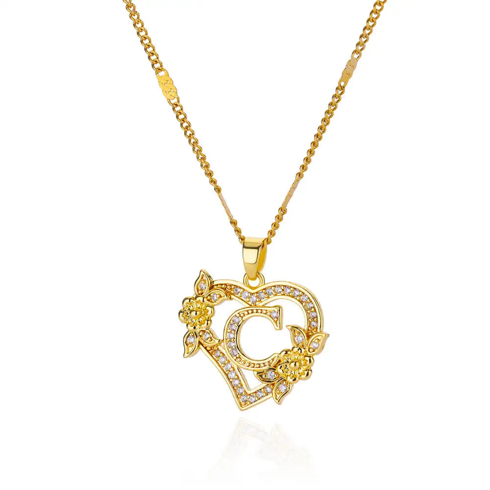 Flower Heart Stainless Steel Necklace