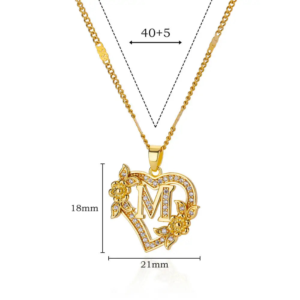 Flower Heart Stainless Steel Necklace