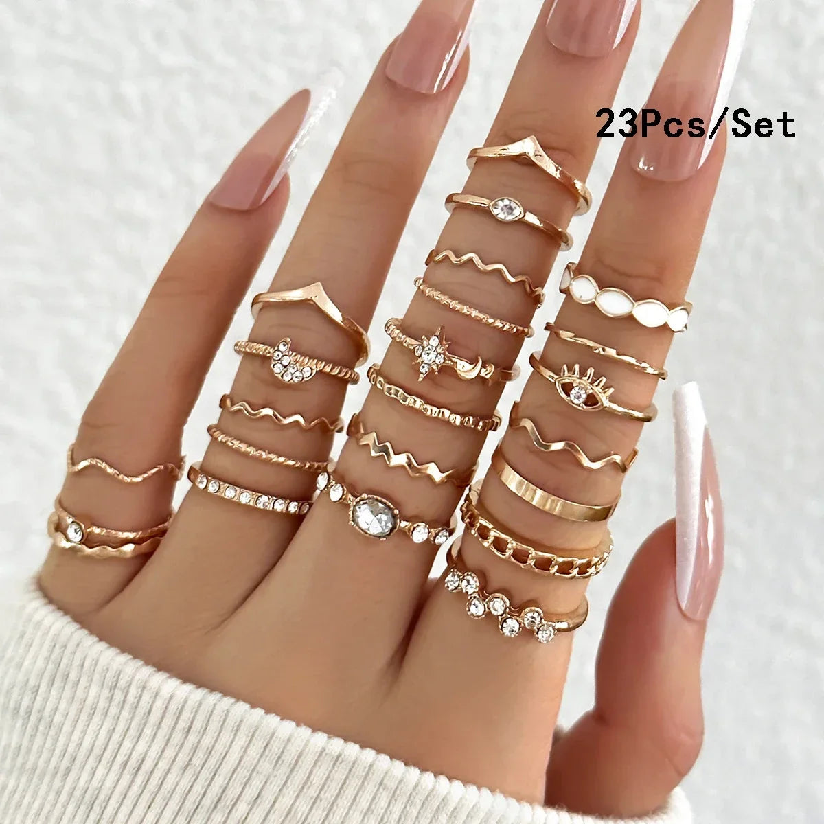 30Pcs Bohemian Geometric Knuckle Rings Set