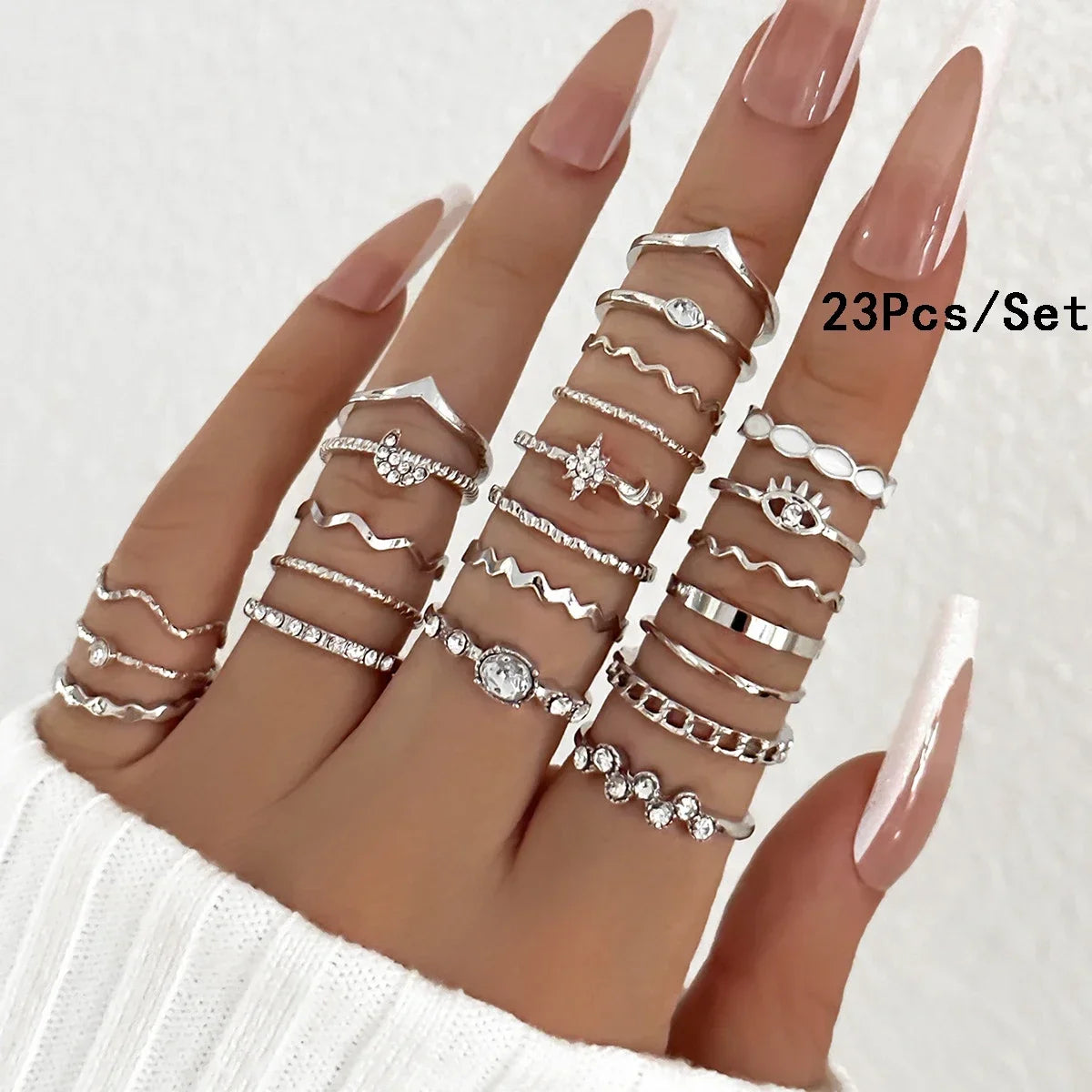 30Pcs Bohemian Geometric Knuckle Rings Set