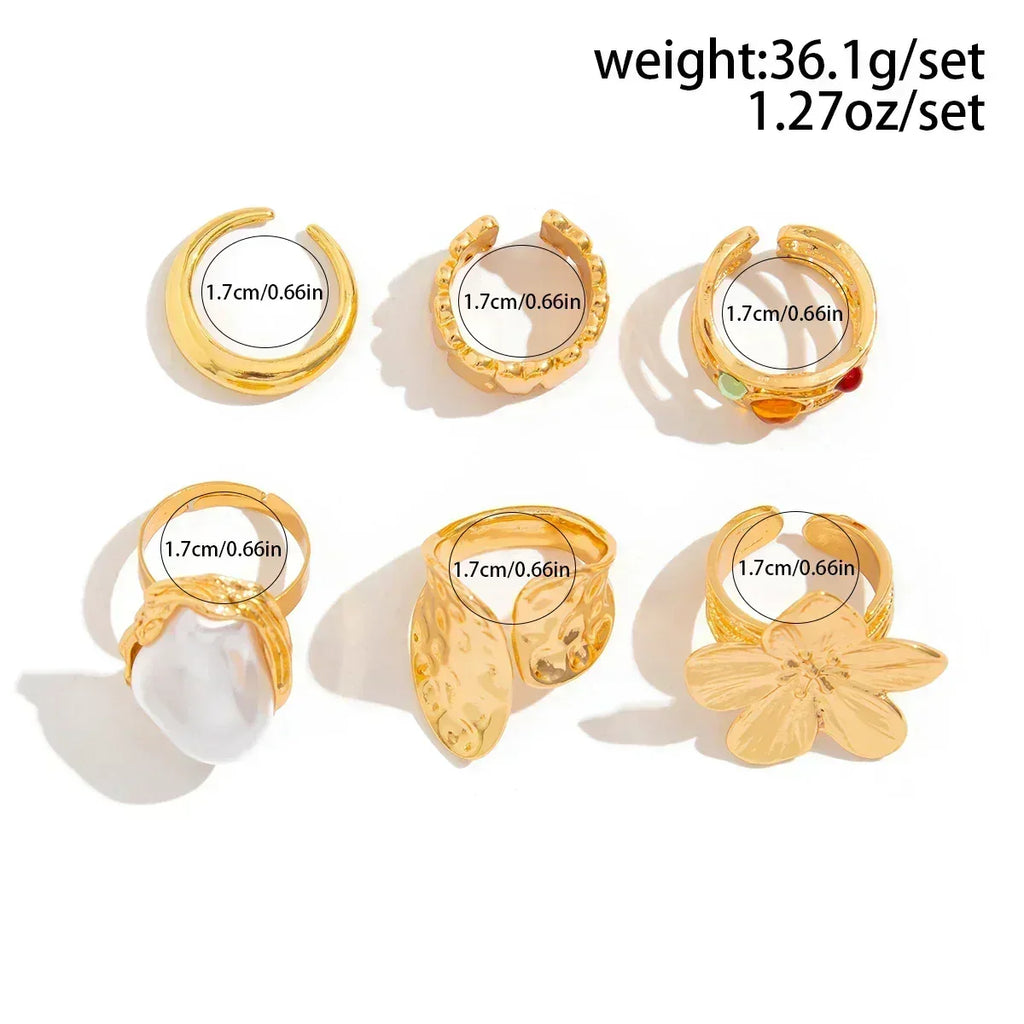 New Exaggerated Metal Flower Open Rings