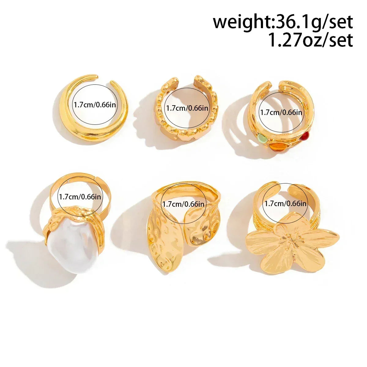 New Exaggerated Metal Flower Open Rings