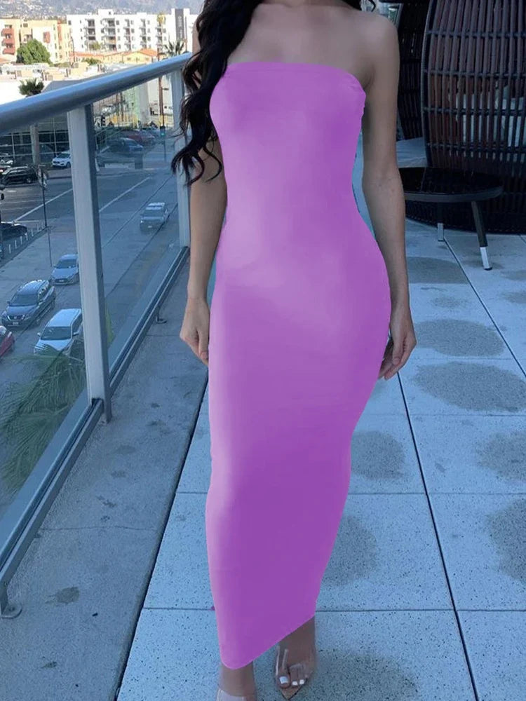 Women's Sexy Sleeveless Chest Wrapped Long Beach Dress