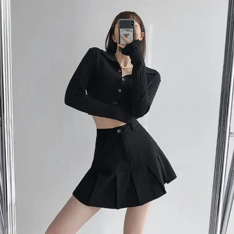 Y2K Vintage High Waist Pleated Skirt