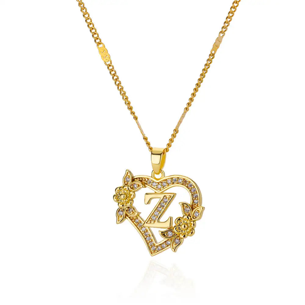 Flower Heart Stainless Steel Necklace