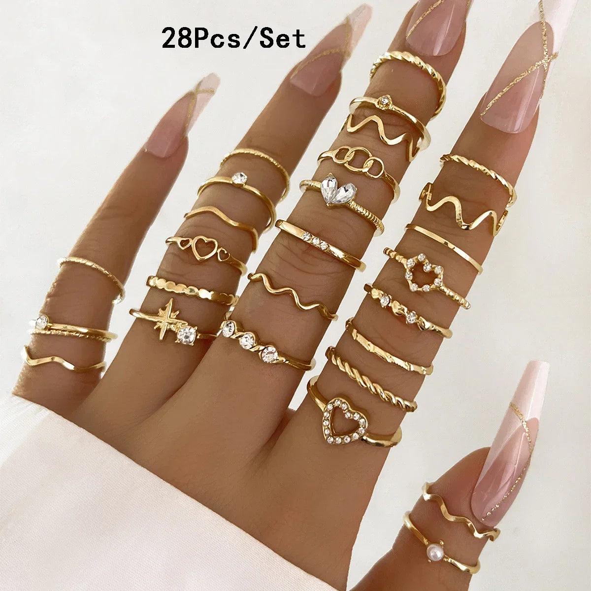 30Pcs Bohemian Geometric Knuckle Rings Set