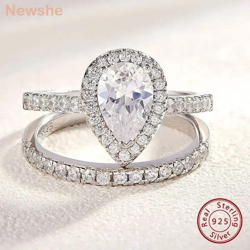 2 Piece Tear Drop Shape Ring .925
