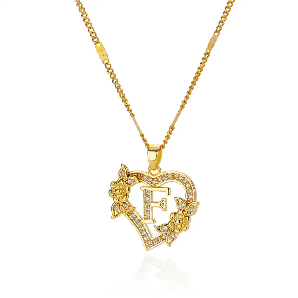 Flower Heart Stainless Steel Necklace