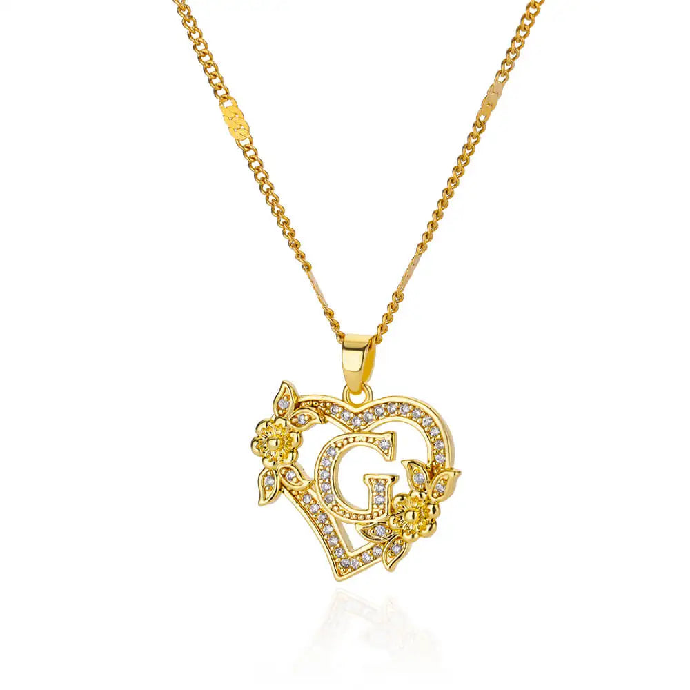 Flower Heart Stainless Steel Necklace