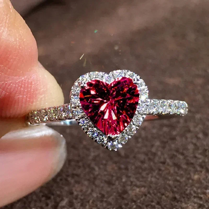New European and American Peach Heart Ring