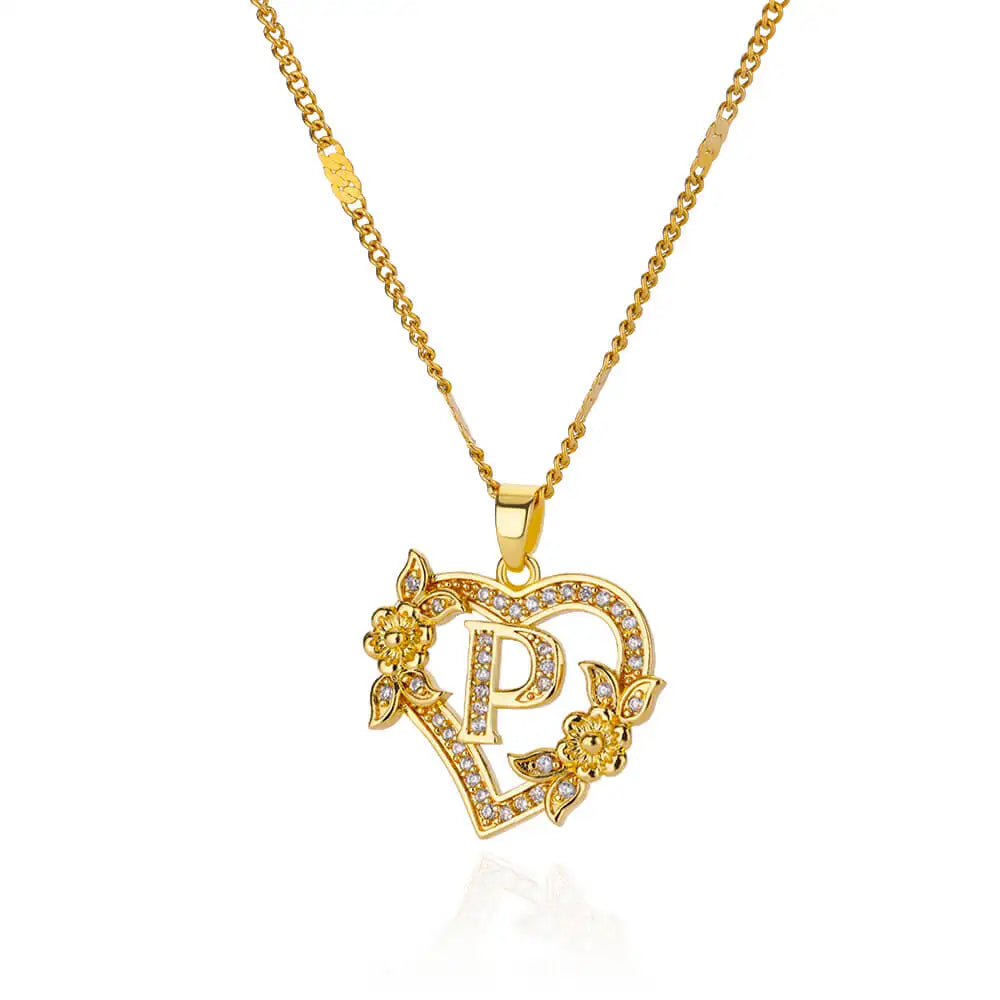 Flower Heart Stainless Steel Necklace