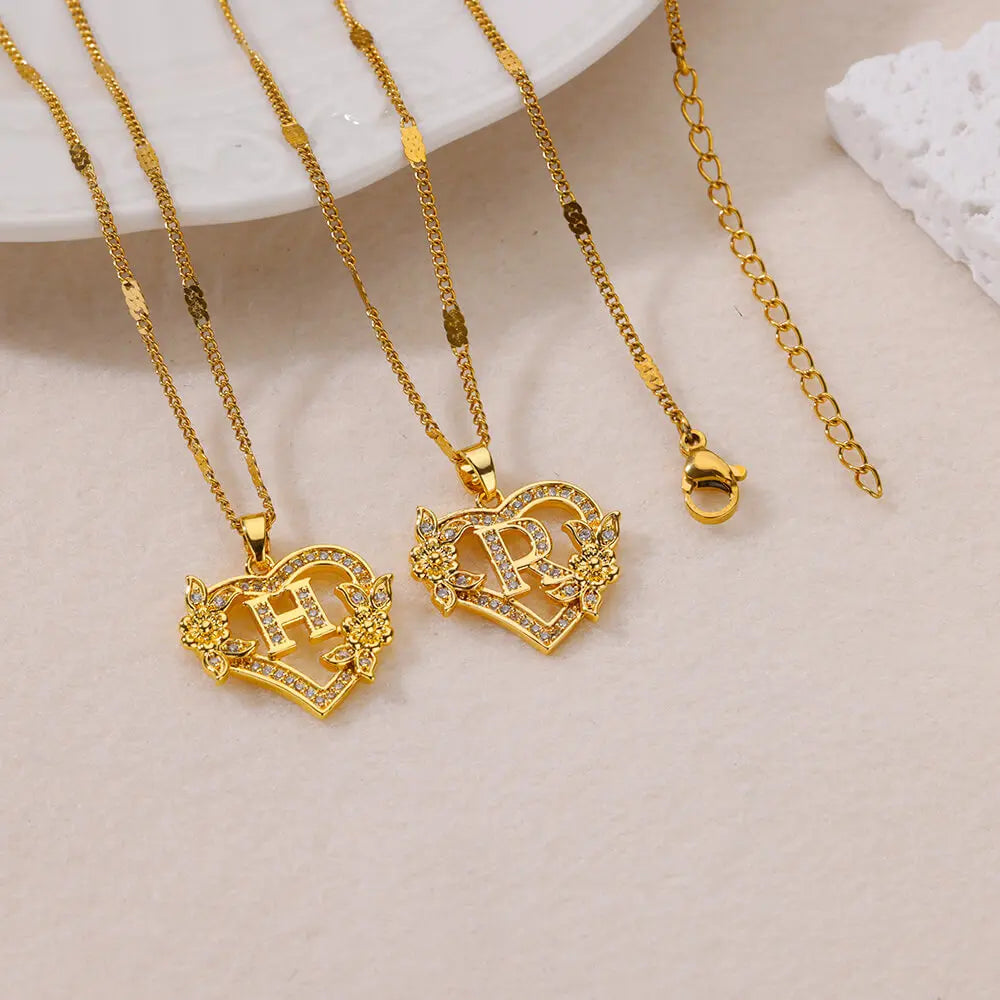 Flower Heart Stainless Steel Necklace