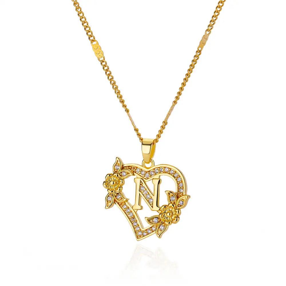 Flower Heart Stainless Steel Necklace